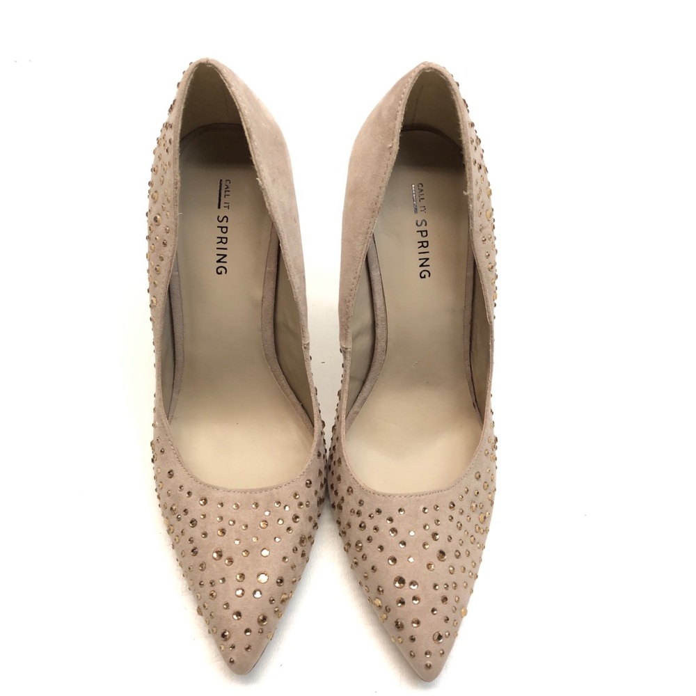CALL IT SPRING Rhinestone Faux Leather Heels